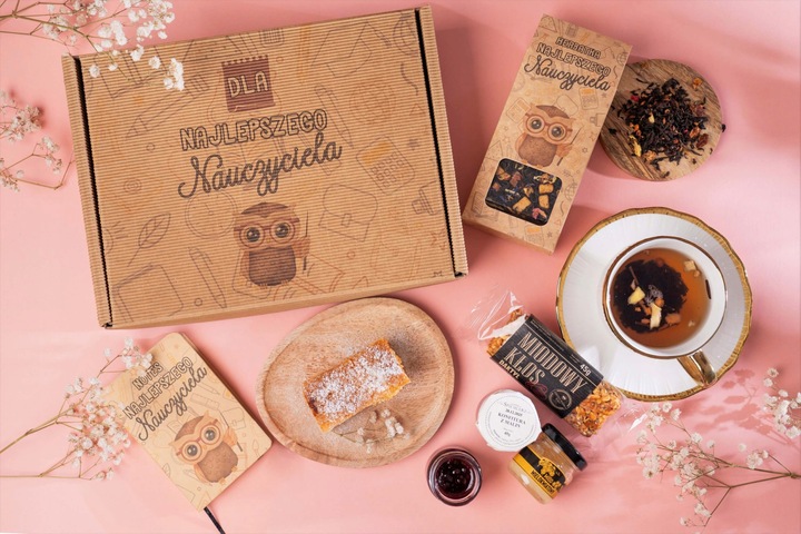 PREZENT NA DZIEŃ NAUCZYCIELA ZESTAW PREZENTOWY GOTOWY W PUDEŁKU Z NADRUKIEM