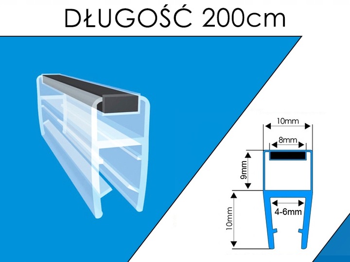 2M USZCZELKA MAGNETYCZNA DO KABINY PRYSZNICOWEJ DO DRZWI Z MAGNESEM 4-6MM