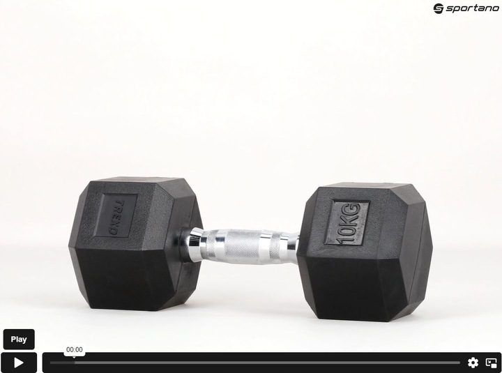 Hantel ogumowany TREXO Hex 10 kg ANTYPOŚLIZGOWOŚĆ HEKSAGONALNE SOLIDNE