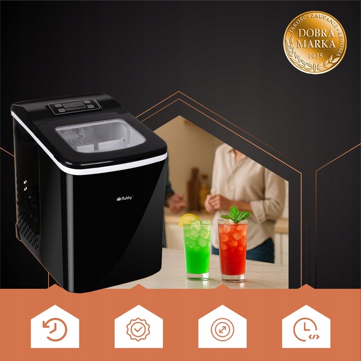 Kostkarka do Lodu Ruhhy Domowa Maszyna Ekspresowy Lód 12 kg