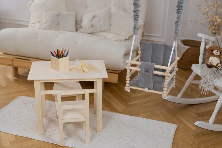ZESTAW STÓŁ STOLIK BIURKO KRZESŁA KRZESEŁKA DLA DZIECI Z DREWNA DO POKOJU