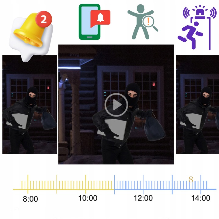 Zewnętrzna Kamera IP WiFi 8MP TUYA Ultra HD 4K ZOOM Z MIKROFONEM SD CZARNA