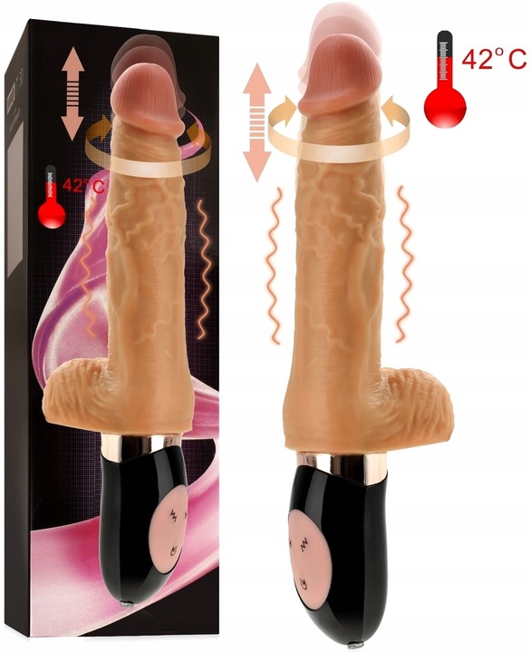 DILDO PENIS WIBRATOR ROTACYJNO-POSUWISTY GÓRA-DÓŁ 60 FUNKCJI GRZANIE 42stC