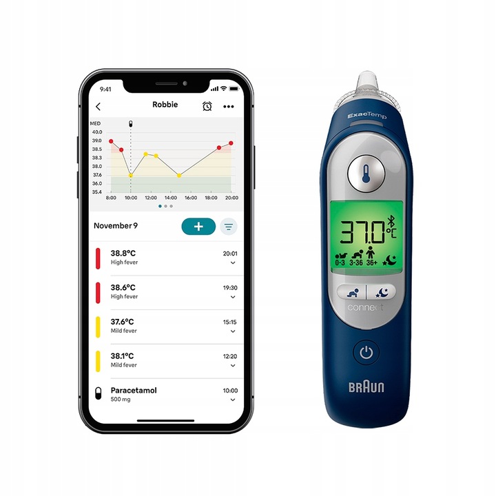 TERMOMETR DOUSZNY DOKŁADNY BRAUN THERMOSCAN 7+ CONNECT IRT6575 BLUETOOTH