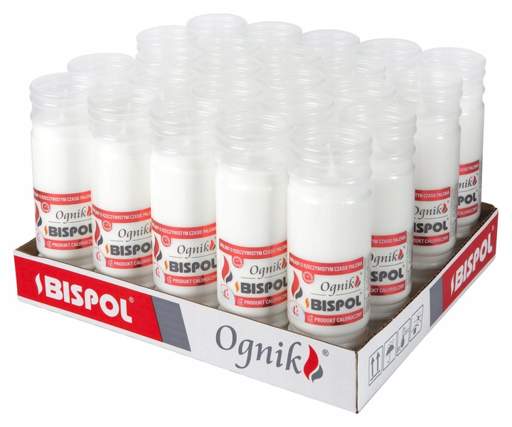 BISPOL wkład parafinowy do zniczy 17,5 cm WP4 zgrzewka 24 sztuki