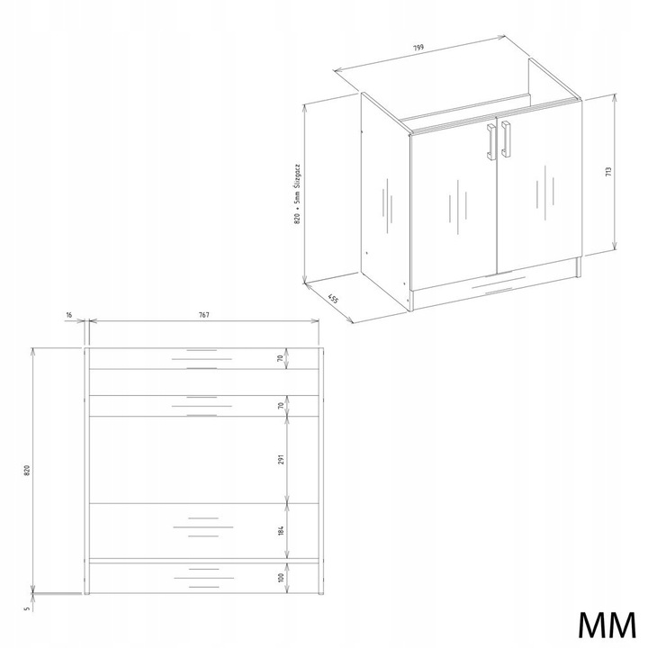 SZAFKA KUCHENNA DOLNA POD ZLEWOZMYWAK KATIA 80 CM DĄB ARTISAN