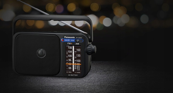 Radio sieciowo-bateryjne AM, FM Panasonic RF-2400 przenośne czarne