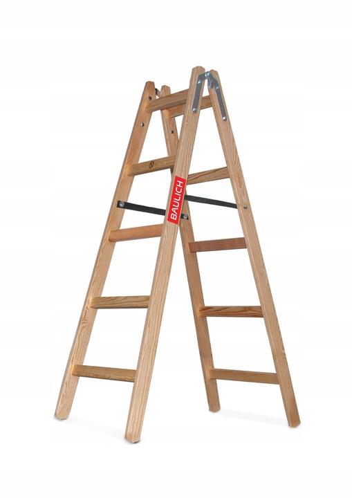 Drabina drewniana 2x5 malarska dwustronna rozstawna rozkładana BAULICH