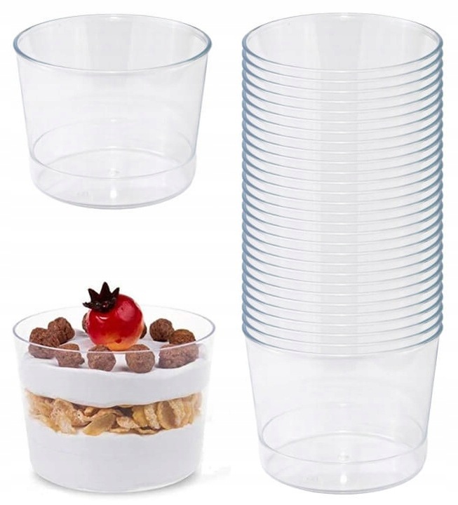 POJEMNIKI PUCHARKI DO DESERÓW NA DESER KUBECZKI DUŻE OKRĄGŁE 250ML