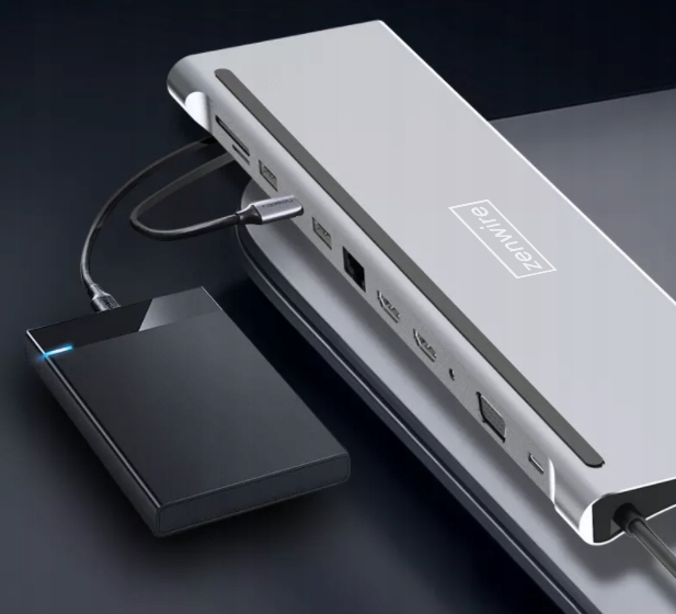 STACJA DOKUJĄCA HUB ADAPTER USB-C 12w1 RJ45 2x HDMI 4K ETHERNET VGA USB 3.0