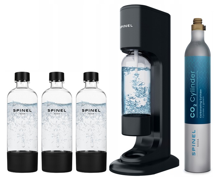 SATURATOR SPINEL SODA BubbleON DO GAZOWANIA WODY - 3 BUTELKI + 6x