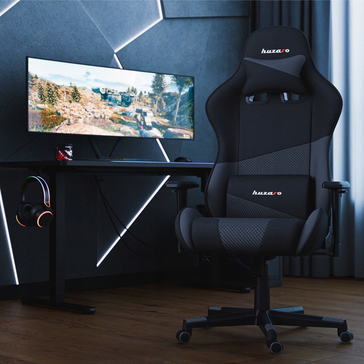 Fotel Gamingowy Obrotowy Gracza HUZARO Force 6.2 Grey Mesh