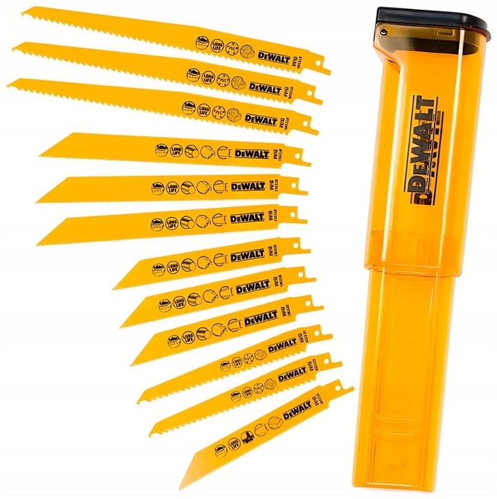 DeWALT ZESTAW 12 BRZESZCZOTÓW do PIŁY SZABLASTEJ drewno metal DT2445