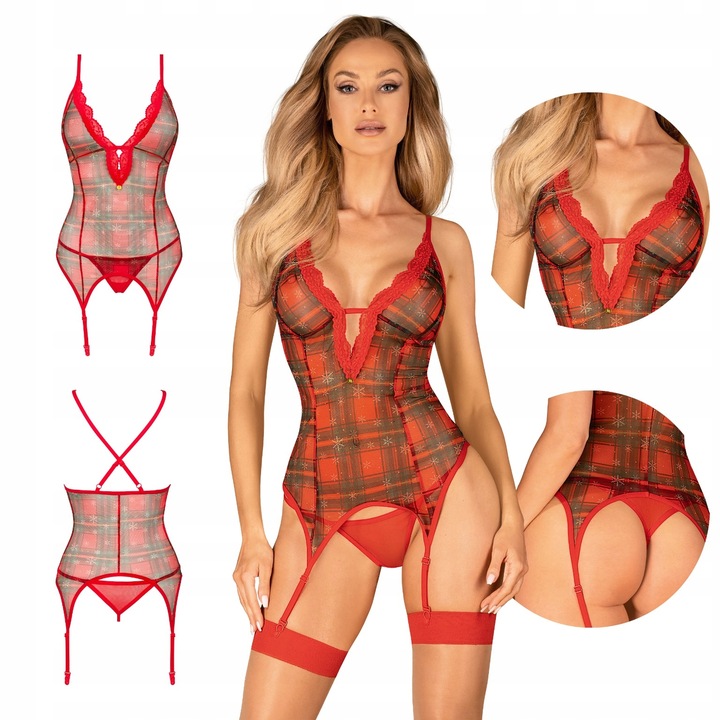 Seksowna bielizna świąteczna Obsessive Jollymore gorset wyszczuplający XS/S