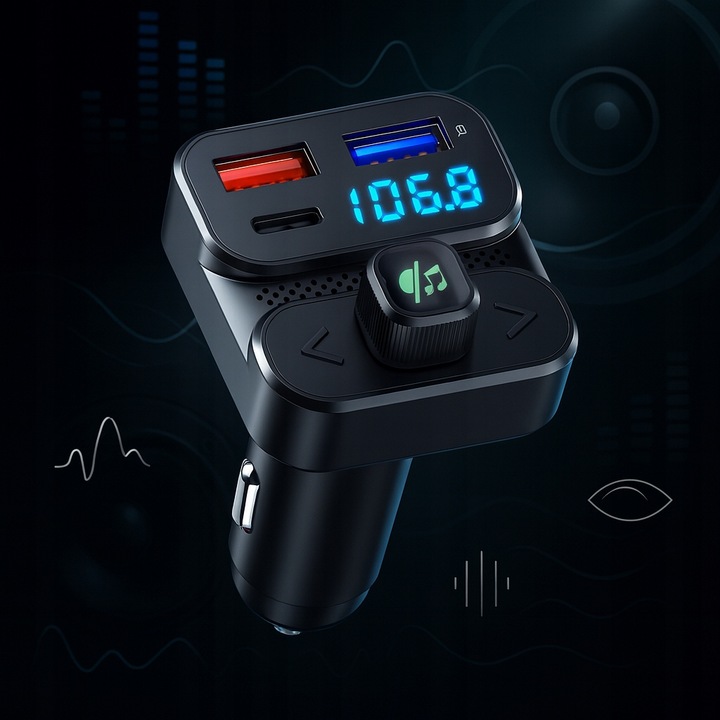 TRANSMITER FM BLUETOOTH 5.3 DRMZ SZYBKA ŁADOWARKA QC3.0 PD 36W USB