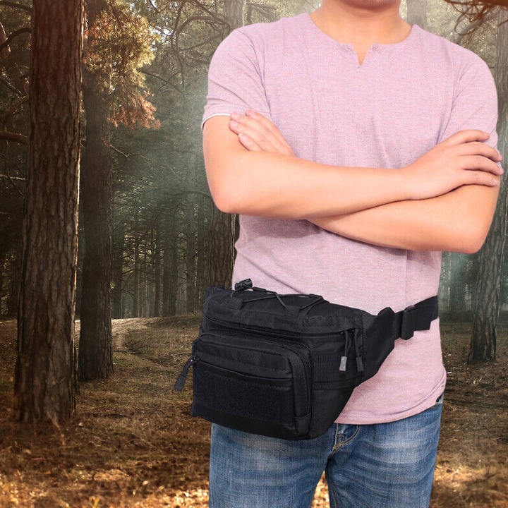 NERKA SASZETKA MĘSKA CZARNA WOJSKOWA biodrówka DUŻA POJEMNA TAKTYCZNA TORBA