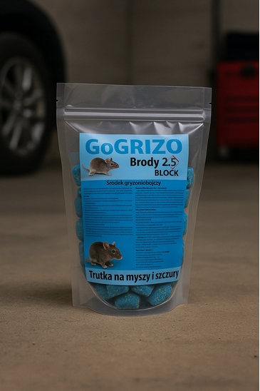 MOCNA TRUTKA NA SZCZURY MYSZY BRODIFAKUM KOSTKA WOSKOWA NA GRYZONIE