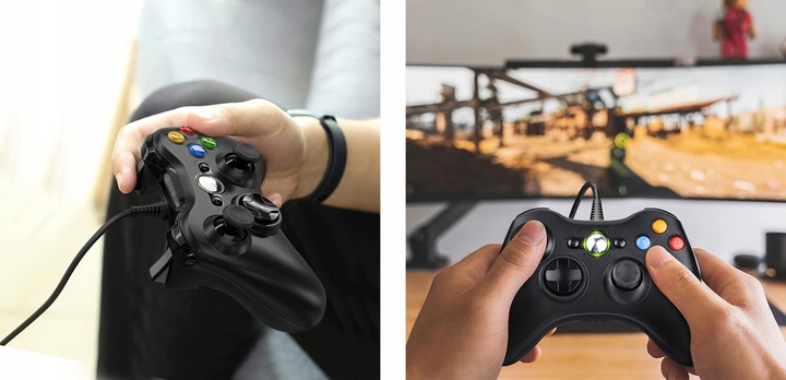 Kontroler USB Gamepad do konsoli Xbox 360/PC Win7, joystick z kablem