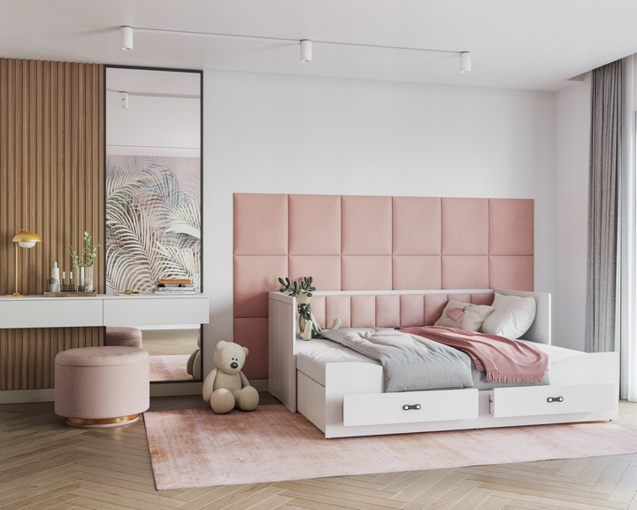 Łóżko tapicerowane rozkładane szuflady HERMES T