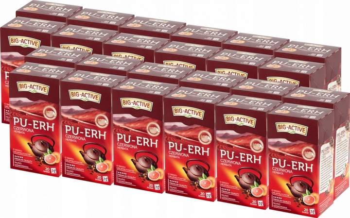 BIG ACTIVE HERBATA CZERWONA PU-ERH GREJPFRUT 20szt x36