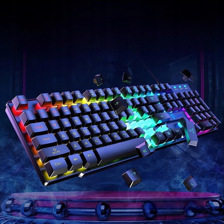 KLAWIATURA MYSZKA PODKŁADKA GAMINGOWA PODŚWIETLENIE PROFESJONALNY ZESTAW