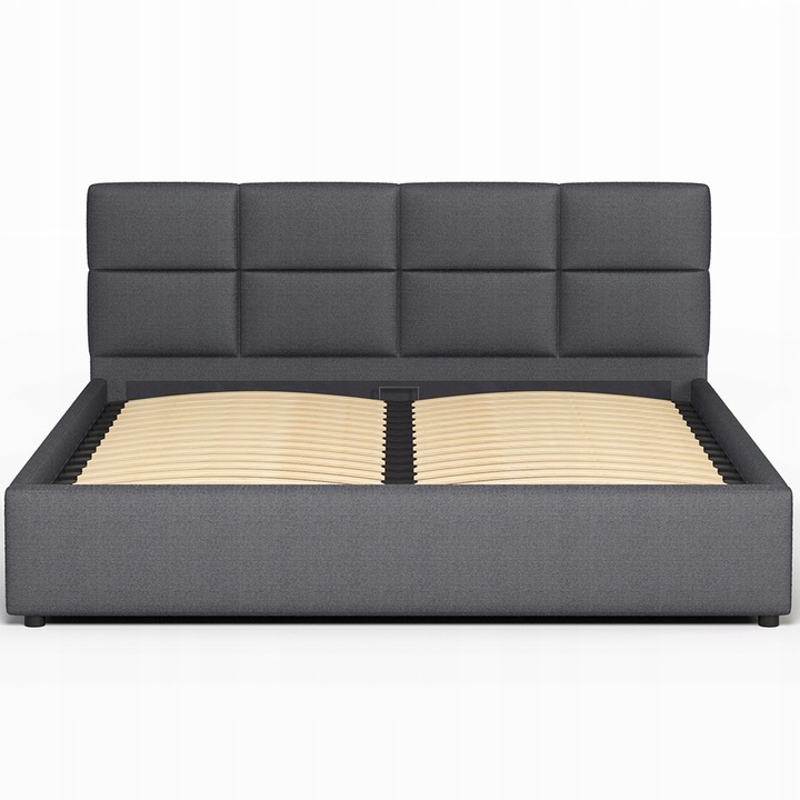 Łóżko tapicerowane 160×200 z pojemnikiem i zagłówkiem Mika szare