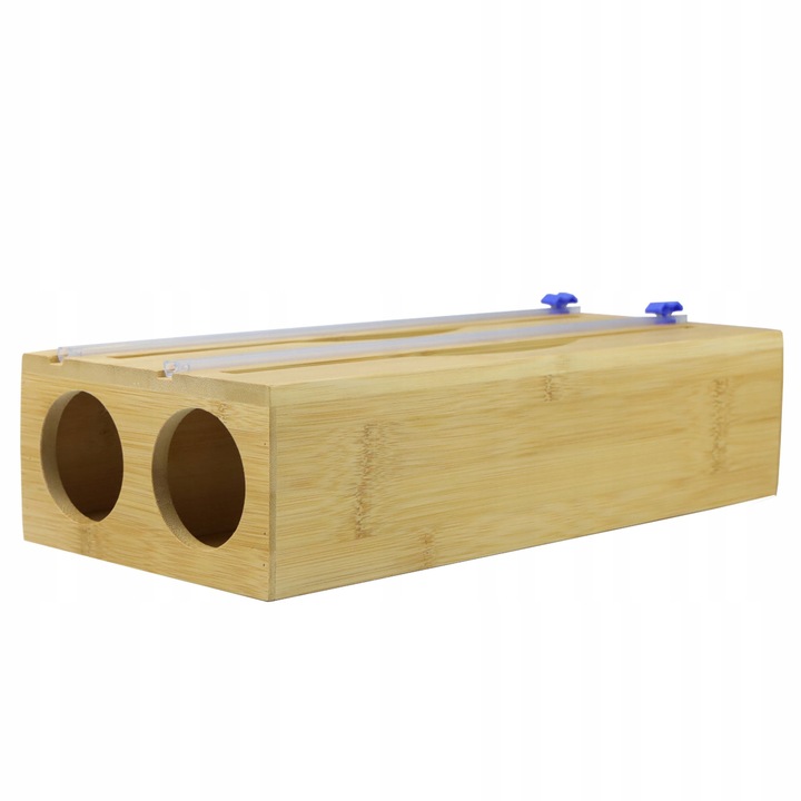 DOZOWNIK BAMBUSOWY DO FOLII SPOŻYWCZEJ Z OBCINACZEM KUCHENNY DWUKOMOROWY