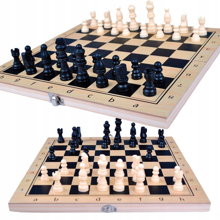 SZACHY DREWNIANE WARCABY TRYKTRAK GRA 3w1 KLASYCZNA PLANSZOWA DUŻE 34CM