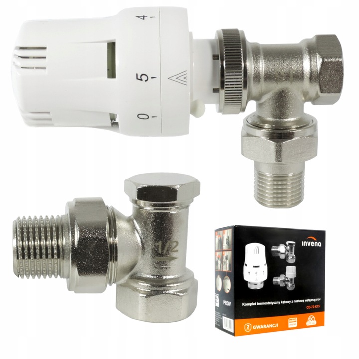 ZESTAW TERMOSTATYCZNY KĄTOWY Z NASTAWĄ WSTĘPNĄ ZAWÓR ZASILAJĄCY POWROTNY