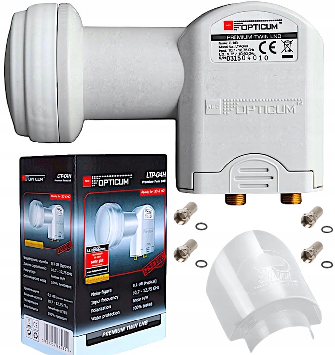Konwerter Satelitarny TWIN (podwójny) Red Opticum LTP-04H 4 Wtyki