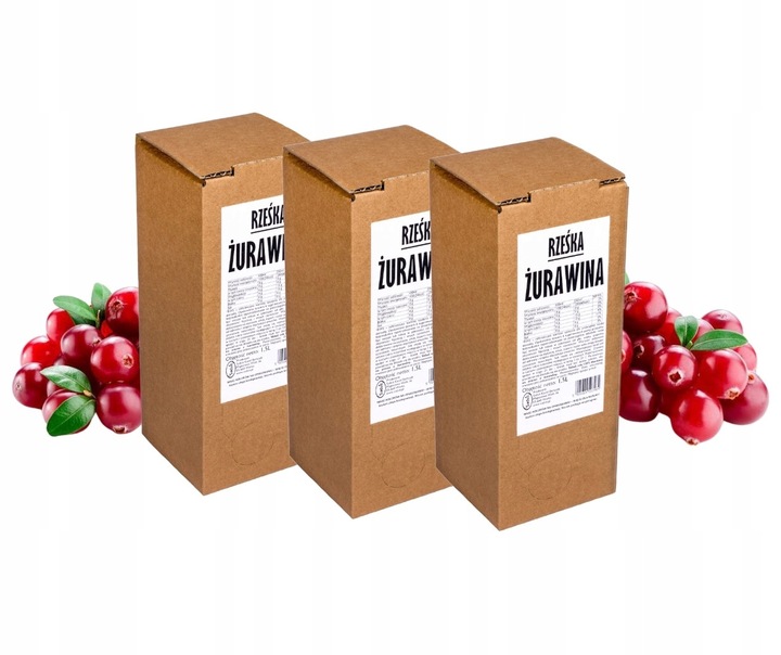 sok z żurawiny 100% żurawinowy żurawina NFC 3x1,5L tłoczony na zimno