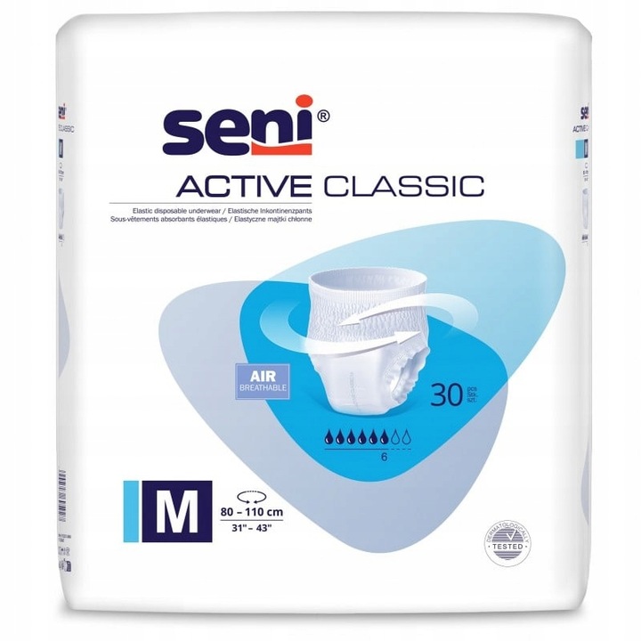 SENI ACTIVE CLASSIC M MAJTKI CHŁONNE DLA DOROSŁYCH 30szt.