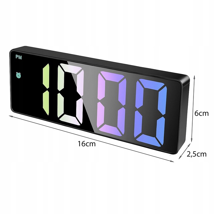 ZEGAR ZEGAREK ELEKTRONICZNY CYFROWY LCD PODŚWIETLANY TEMPERATURA