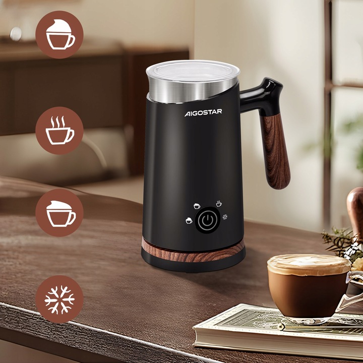 Spieniacz do mleka Podgrzewacz 4 tryby 500w czarny Aigostar