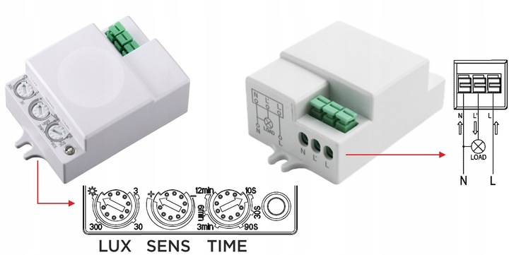 CZUJNIK RUCHU ZMIERZCHU MIKROFALOWY SENSOR CZUJKA DO LED PIR