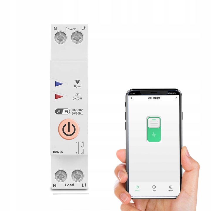 Przekaźnik WiFi 16A na szynę DIN włącznik ON OFF TUYA Smart Life