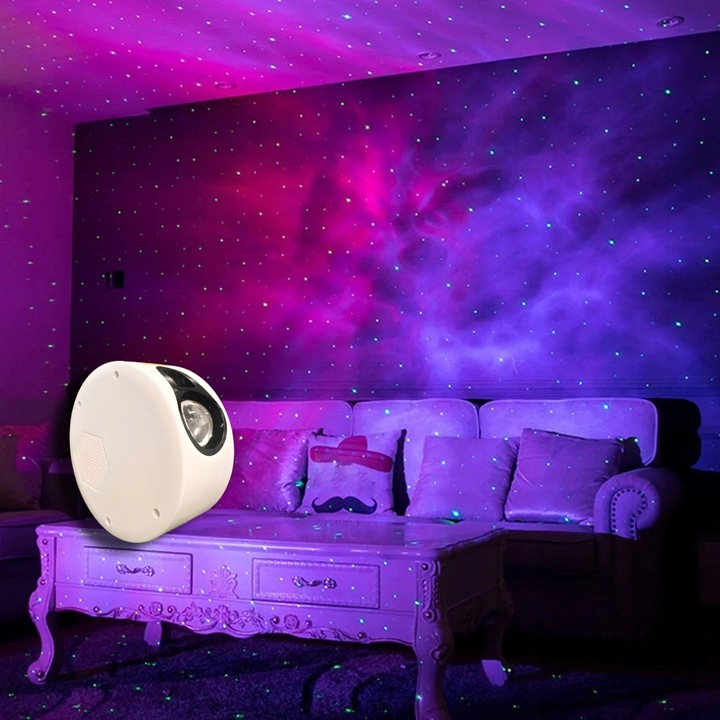 LAMPKA NOCNA LED PROJEKTOR GWIAZD NIEBA STAR LASEROWY Z GŁOŚNIKIEM + PILOT
