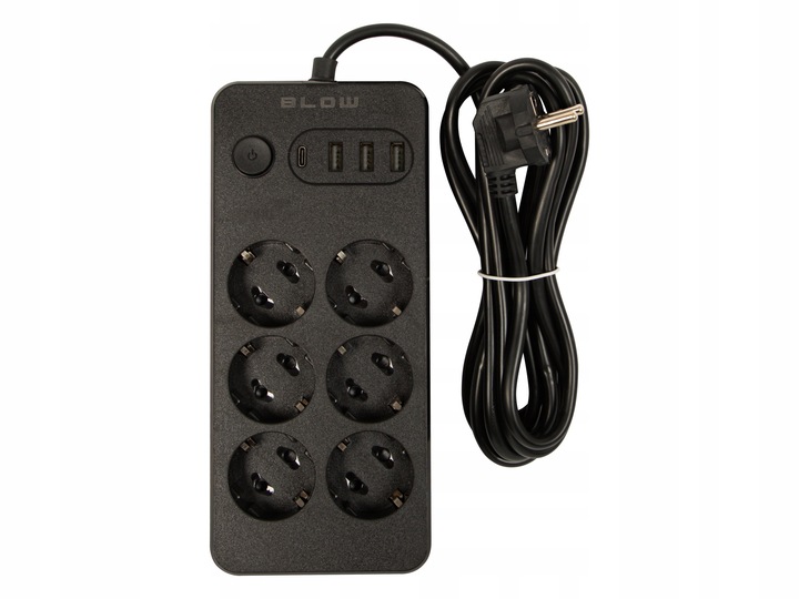PRZEDŁUŻACZ LISTWA ZASILAJĄCA WŁĄCZNIK 3x USB 6 GNIAZD 3m USB TYP-C