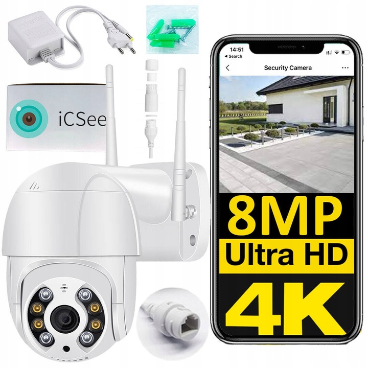 Kamera obrotowa zewnętrzna 4K UHD 8MP WIFI ICSEE