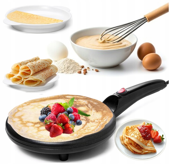 NALEŚNIKARKA ELEKTRYCZNA PATELNIA ELEKTRYCZNA CZARNA 20CM 700W