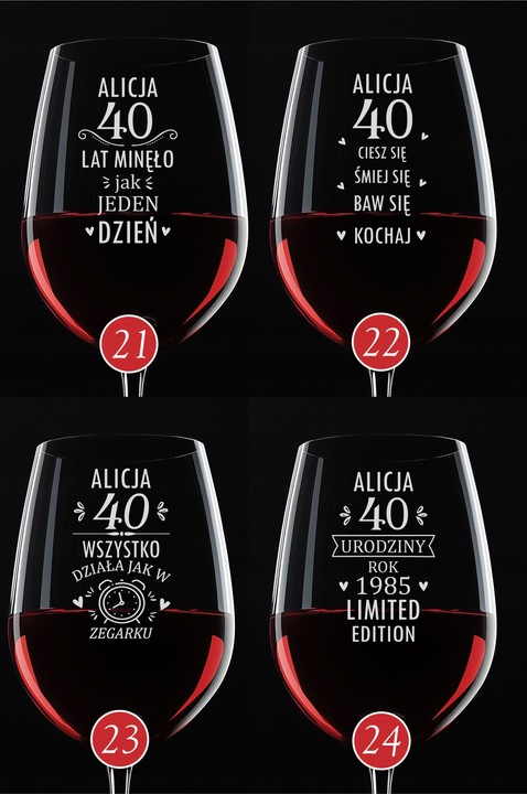Kieliszek do Wina z grawerem prezent na 18 30 40 50 URODZINY 440 ml +