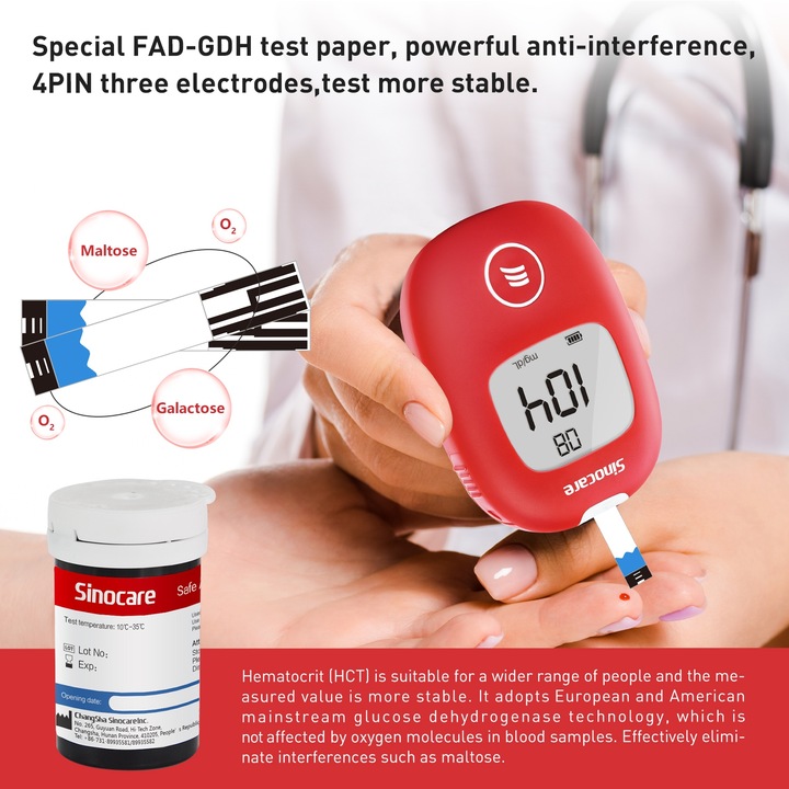 Glukometr Sinocare SAFE AQ SMART w mg/dl z 25 paskami i 25 lancetami