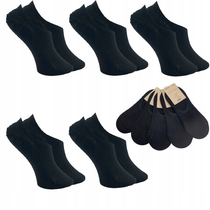 5x SKARPETY STOPKI DAMSKIE BAMBUSOWE CZARNE BASIC JAKOŚĆ PREMIUM NISKIE