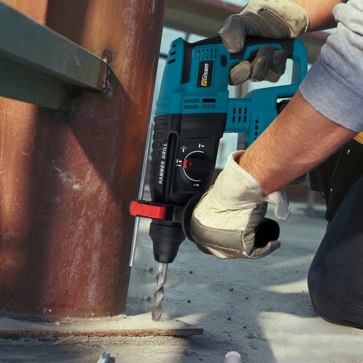 Bezszczotkowa młotowiertarka/wkrętarka udarowa SDS-PLUS, zestaw 2