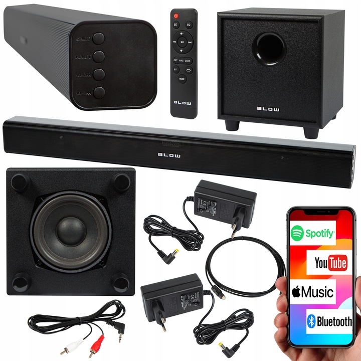 MOCNY SOUNDBAR BLUETOOTH GŁOŚNIK 4.1 USB HDMI TELEWIZOR 120W AUX