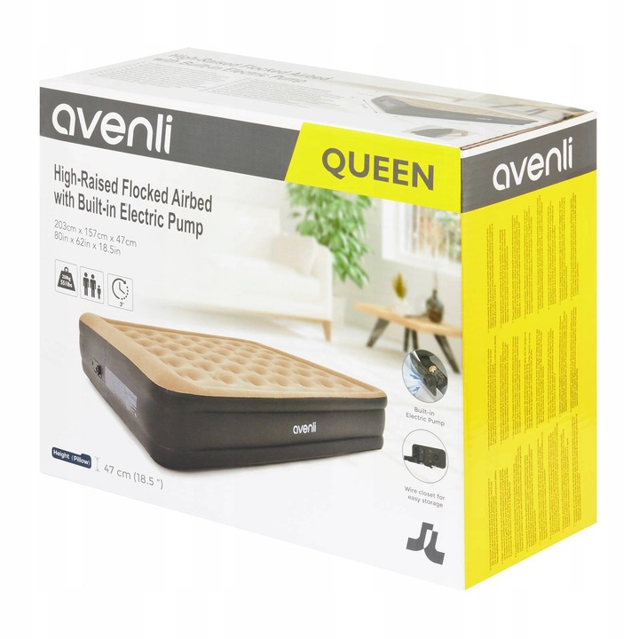 PRZENOŚNY MATERAC DMUCHANY DWUOSOBOWY SAMOPOMPUJĄCY POMPOWANY ŁÓŻKO SPANIE