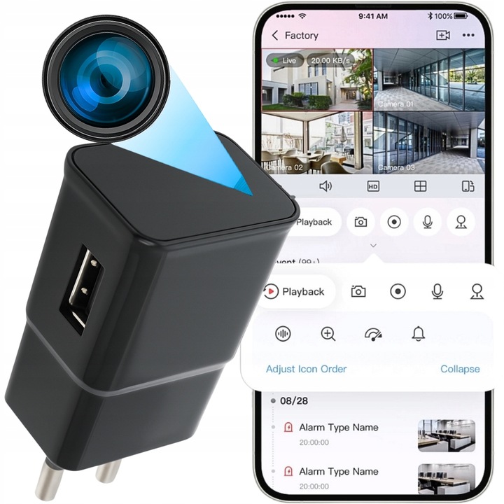 MINI KAMERA WIFI SZPIEGOWSKA UKRYTA W GNIAZDKU ANDROID ZDALNY PODGLĄD