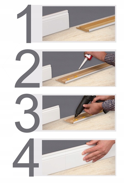 KLEJ MONTAŻOWY DO LISTWA PRZYPODŁOGOWA BIAŁA MDF LAMEL PŁYTA FILC