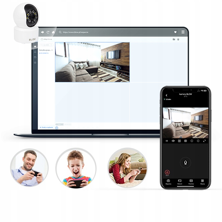 KAMERA WIFI IP WĘWNĘTRZNA OBROTOWA NIANIA 3MPx ZOOM SMART MINI 2K DETEKCJA