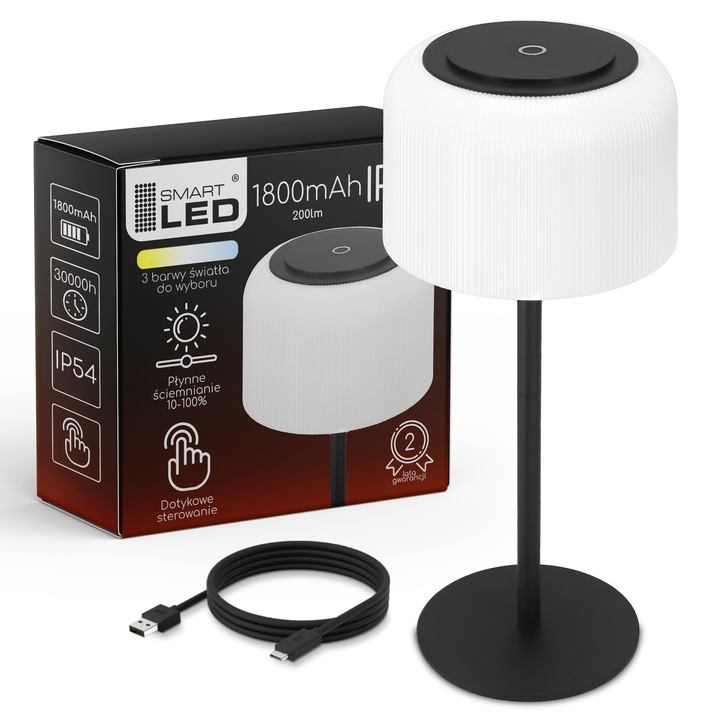 Lampka Na Biurko Stołowa LED Dotyk Akumulatorowa Ściemniacz 3 Barwy